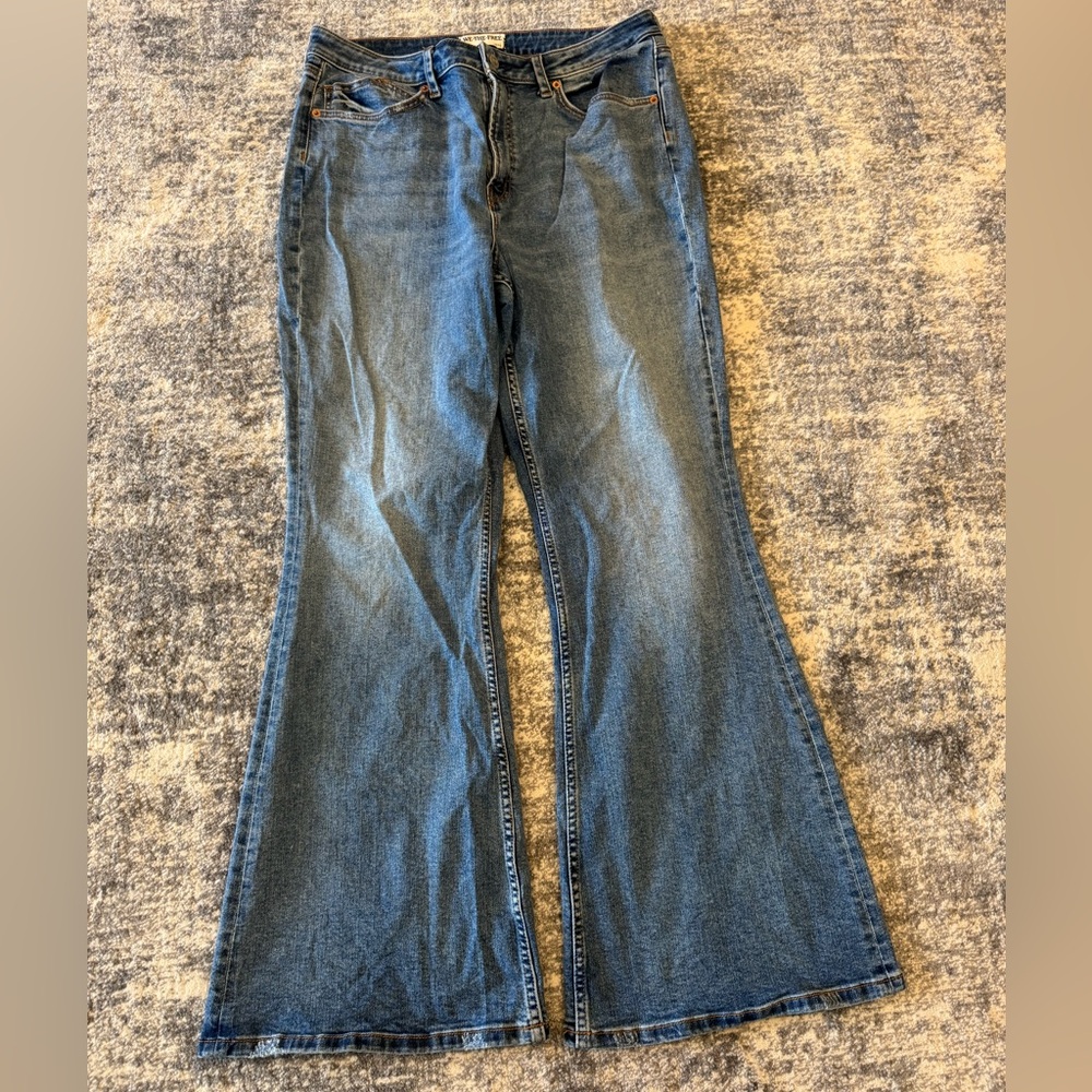 Free People Classic Mid-Blue Flare Jeans